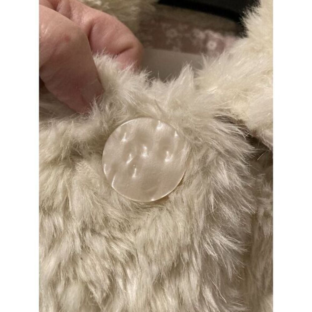 Anthropologie Ombre Faux Fur Coat Teddy Button Front Sz S Cream Pink Tan - Picture 7 of 9